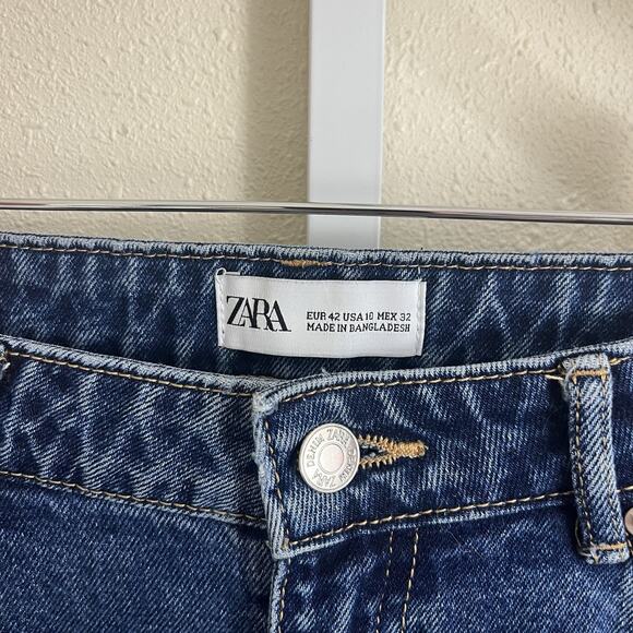 Zara High Rise Wide Leg Raw Crop Jeans Womens Size 12 - Picture 3 of 3